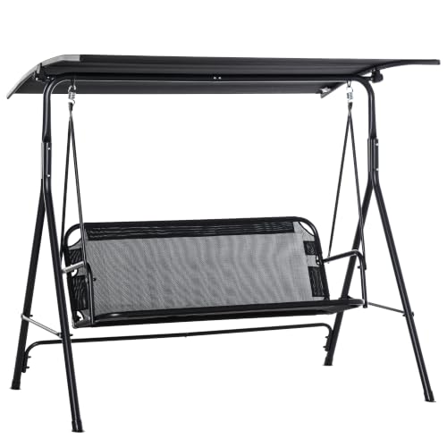 Outsunny Balancelle de Jardin 2 Places en Acier 172 x 110 x 155 cm Noir