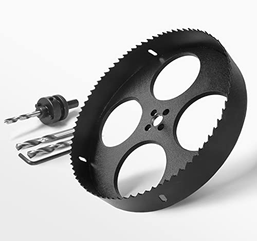 Image of 9 Inch Hole Saw with 1 /2 inch Hex Shank Quick Change Arbor, JTemgle Bi-Metal Hole Saw Heavy Duty Hole Cutting Tool for Cornhole Boards, Recessed Lights, Wood, Plastic, Drywall & Soft Metal