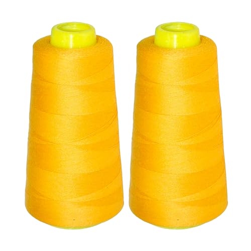 Image of Mandala Crafts Gold Mercerized Cotton Thread Cones for Sewing Quilting | 2400 Yds 50 WT, 100% Long Staple Cotton, Multipurpose, for Embroidery, Piecing, Sergers, Applique, Machine and Hand Sewing