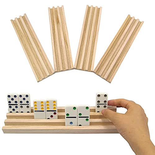 4 piezas soportes de madera para fichas de dominó miniatura 2