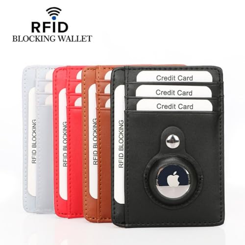 Minimalist Wallet Card Case with RFID Blocking Front Pocket Leather Wallet for Men Women, Built-in AirTag Case Holder3