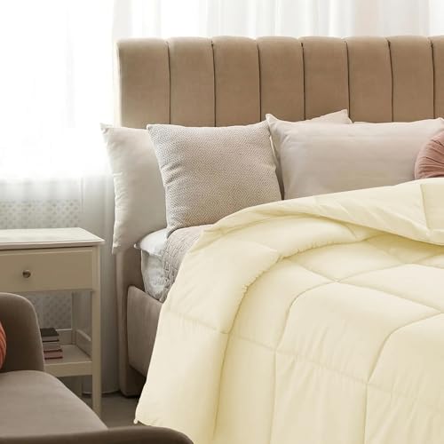Image of Quilt for All Season 150 GSM Comforter Duvet /Ac Blanket King Size Bed Soft Microfiber Lightweight (90 inch X 106 inch Inches) - King Size Bed Comforter - Ivory Color