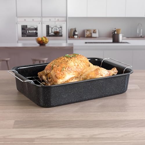 Brytfanna emaliowana z rusztem Russell Hobbs CW9161 Romano, 34 cm, czarna
