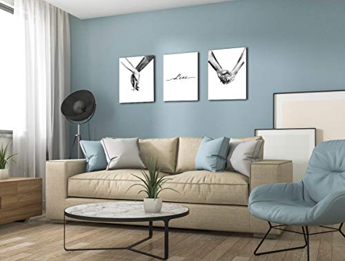 Gallery Wrapped Ready to Hang,Simplism Drawing Wall Art,Woman and Man \"Hand in Hand\" Canvas Print Poster,Love Character Black And White Artwork Decor Painting Pictures for Living Room Bedroom 12x16\"