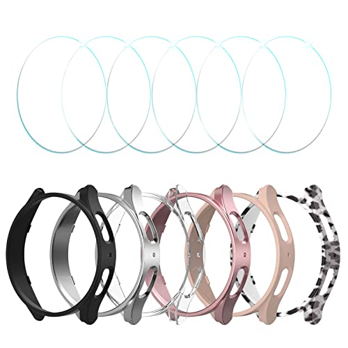 HASDON [6+6Pack] Case and Screen Protector for Samsung Galaxy Watch 5 pro 45mm Bubble Free Tempered Glass Screen Protector + Waterproof Matte Cute Hard PC Bumper Full Protective Cover