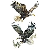 MEFOSS 2 PCS Large Eagle Wall Decal Watercolor Flying Bald Eagle Wall Stickers Peel and Stick Removable Animal Wall Art Sticker for Living Room Kids Bedroom Classroom Office Decor
