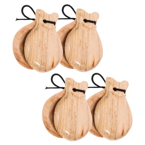 ERINGOGO 4 Pairs Castanets Percussion Instrument Adults Finger Hand Music Instrument Percussion Instruments Castanet Flapper Small Castanets Castanet Musical Instruments Wood