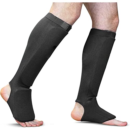Wonzone Taekwondo Cloth Calf Shin Instep Protector Guards, Boxing Martial Arts Mma Training Foot Protective Gear For Men Women Kids Sparring Ufc Muay Thi Sparring Karate Foowear (Black,Large) #TOP5