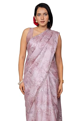 Image of MIRCHI FASHION Women Saree Chiffon Floral Printed | Breathable Festive Occasion Sari for Social Visits with Matching Blouse Piece