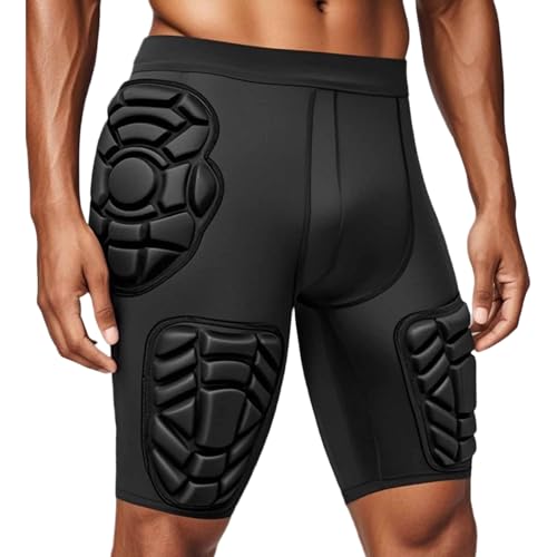 Rwigeboo Padded Compression Pants, Anti-Collision Youth Football Girdle, Breathable and Quick-Drying Mens Football Pants with Pads, 29.9