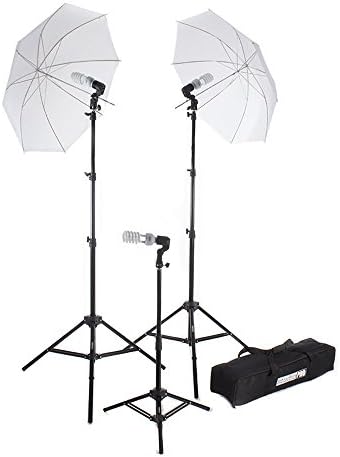 Fovitec - 1x Photography & Video Lighting Kit - [Continuous Light][Cast Iron][Collapsible][45W CFL Bulbs][Translucent Reflector Umbrella]
