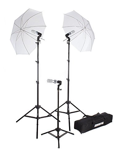 Fovitec - 1X Photography & Video Lighting Kit - [Continuous Light][Cast Iron][Collapsible][45W Cfl Bulbs][Translucent Reflector Umbrella] #TOP13