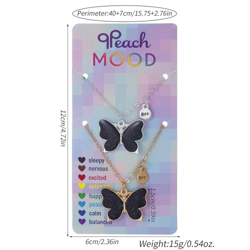 2Pcs Cute Animal Color Changing Matching Charm Necklace Butterfly Cat Turtle Flamingo Temperature Sensing Necklace for Women Couple Friendship Jewelry Birthday Gifts2