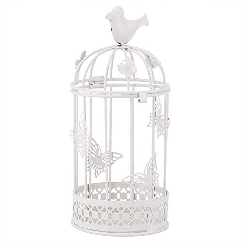 Candle Holders Hollow Out Candlestick Cage Shape Candle Holder Candlestick Holders Vintage Modern Decorative with Bird Decor for Home Decoration (White) by Yosoo - Image 9