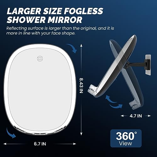 Amymirror RM378 Shower Mirror Fogless For Shaving And Makeup, Anti-Fog Shatterproof Bathroom Shower Mirror thumb #2