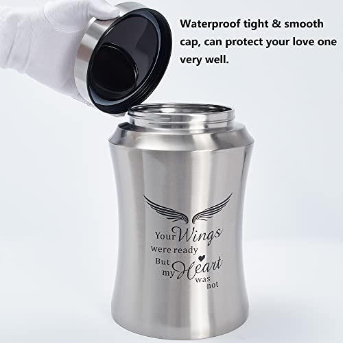 Image of Large Cremation Urns for Ashes Adult Male Female Dad Mom | Silver Large Angel Wings Funeral Cremation Urns for Human Ashes Adult - Woman Men,Decorative Memorial Funeral Burial Urn
