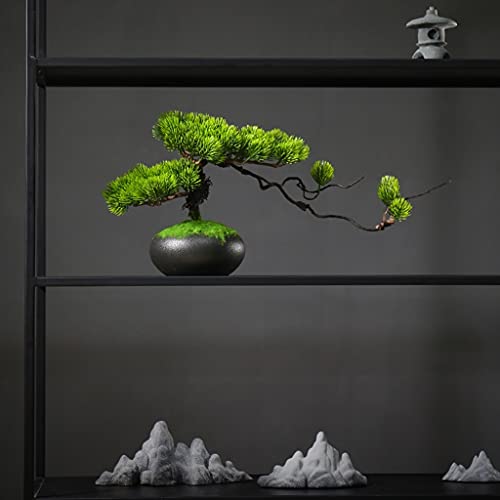 MIROOOO Drzewo Bonsai Sztuczne Drzewo Bonsai Drzewa Garnek Wnętrze Ceramiczny Kwiat Mech Awaria Biuro Salon Ozdoby