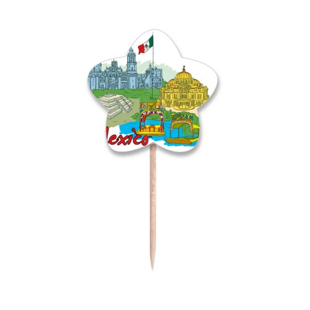 Drapeaux cure-dents Mexique pour décoration de cupcake et buffet de fête