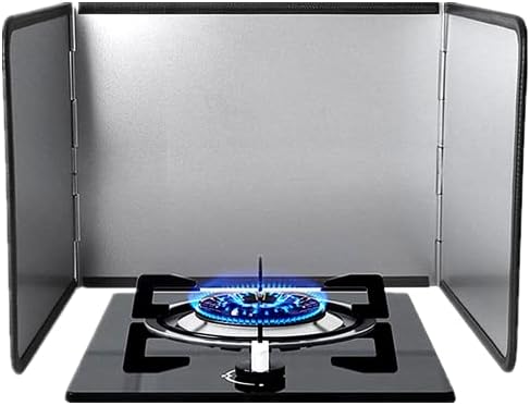 KOBSAINF 3 Sided Splatter Guard,Foldable Stainless Steel Oil Splatter Screens for Frying,Oil Splash Insulation Board,Nonstick Oil Splatter Guard Stove Heat Insulation Board for Cooking