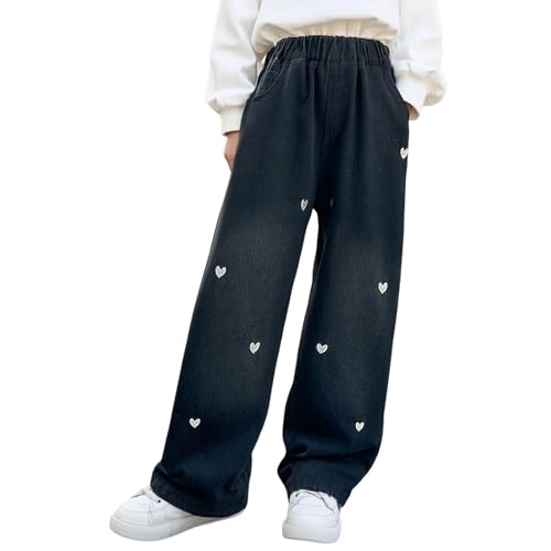 Jeans for Girls Baggy Wide Leg Denim Pants Elastic High Waist Trousers Cute Casual Trendy Y2kStreetwear with Pockets