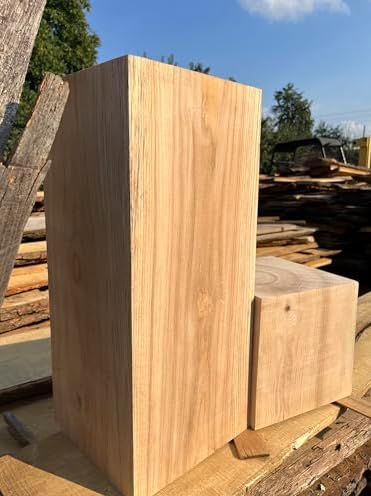 Bloques de fresno, bloques de madera maciza de fresno de 15 x 15 x 15 x 15 cm, columnas de fresno, bloques decorativos de madera, soporte para flores, producto natural, estilo rústico, artesanía...