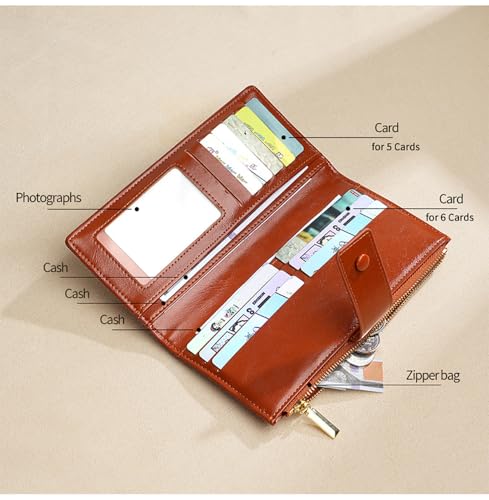 Women's RFID Blocking PU Leather Wallet Long Bifold Card Holder Ladies Wallet Purse Zipper Coin Pocket.4