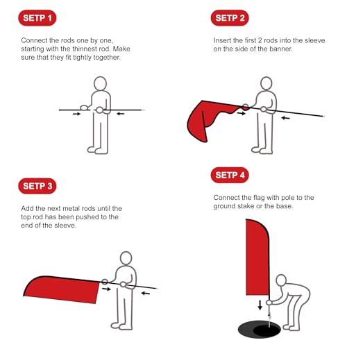 Image of MASTERCANOPY 12FT Tall Open Feather Flag Pole Kit Red