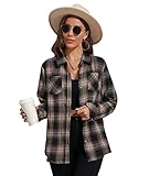 MARZXIN Plaid Flannel Shirt for Women Oversized Long Sleeve Button Down Shirts Casual Loose Blouse Tops