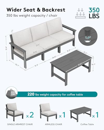 Image of SERWALL HDPE Outdoor Couch with Coffee Table