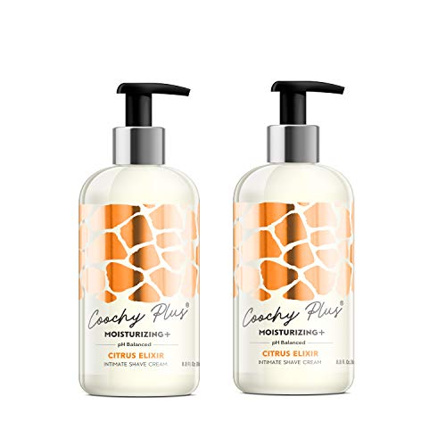 Coochy Plus Intimate Shaving Cream MOISTURIZING Plus CITRUS ELIXIR For Pubic, Bikini Line, Armpit - Rash-Free With Patent-Pending Formulaâ€“Prevents Razor Burns & Bumps, In-Grown Hairs, Itchiness 2 Pack