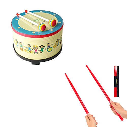 Batería Floor Tom Drum de 10 pulgadas con 2 mazos y 2 pares de baquetas 5A para adultos y niños miniatura 1