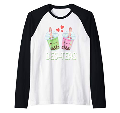 Kawaii Bubble Tea - Bes Teas Boba Tea Pun Raglan Baseball Tee
