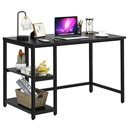 Tangkula Home Office Computer Desk With 2 Storage Shelves, Industrial Study Writing Desk Workstation Laptop Table With Sturdy Metal Frame (Black) #TOP16