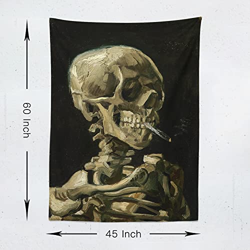 Chitteri Vincent Van Gogh Head Of A Skeleton Hanging Tapestry 60" X 45" Polyester Wall Art For Home Decoration #TOP5