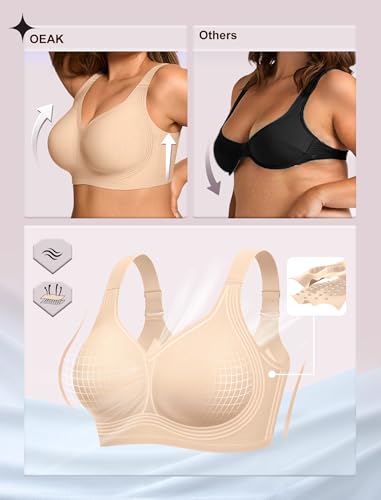 Image of OEAK Womens Wireless Jelly Bras Plus Size Support Push Up Comfortable Bra | no underwire,full coverage,for large breast,minimizer bra,seamless,tshirt bras,everyday bra