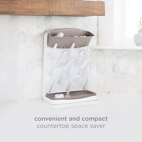 Image of Ubbi Vertical Baby Bottle Drying Rack, Space Saving Countertop Drying Rack Baby Accessory, Taupe (Pack of 6)