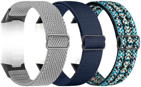 3 Pack Nylon Watch Bands Compatible with Fitbit Charge 6/Charge 5...