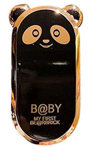 6D Plating Cute Hidden Bear Phone Stand,Expandable Collapsible Mobile Phone Grip For Smartphone Tablets,Creative Abs Electroplated Folding Bracket Kickstand Retro Cartoon Ring Holder For Ipads (Black) #TOP18