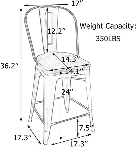 Image of Andeworld 24 Inch Swivel Bar Stools Industrial Metal Barstools High Back Dining Bar Chairs Counter Height Stools with Wooden Seat Set of 4(24 inch,Silver)