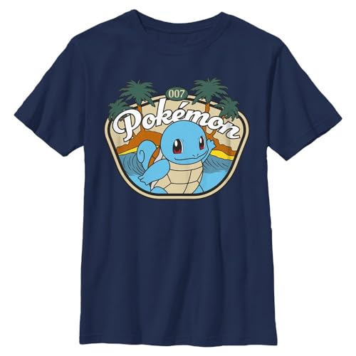 Pokemon Boys Aquatic Squirtle Short Sleeve Tee Shirt, Navy, Small