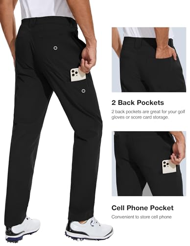 SPECIALMAGIC Mens Golf Pants Stretch Hiking Travel Waterproof Casual Lightweight Slim Fit Quick Dry Tarpred with Pockets3