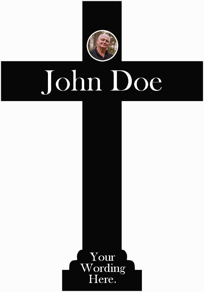 Personalized ACM Metal Cross Memorial Gift, Cemetery Memorial Plaque With Photo, Customizable Grave Marker Sympathy Gift, Use as Memorial Garden Flag, Yard Sign, Post Hanger or Yard Decor