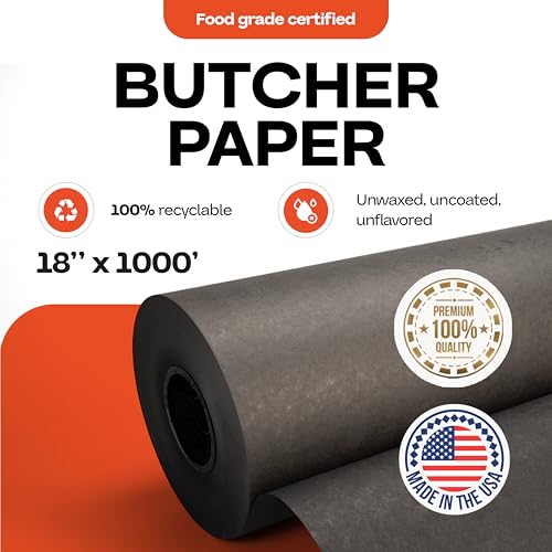 Image of Black Butcher Paper 18 inch x 12000 inch (1000 feet) - USA-Made Natural Paper Roll