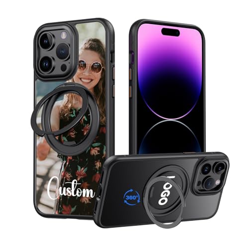 Coque personnalisée iPhone 14 Pro Max avec anneau rotatif et compatible MagSafe