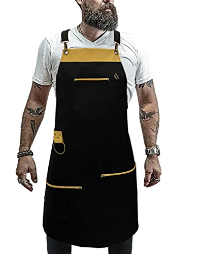 Avental Cozinha Restaurante Lanchonete Food Truck Tecido e Couro Legítimo…