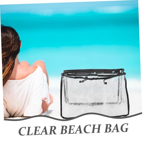 FRCOLOR Transparent Beach Bag Storage Tote for Travel Elegant Beach Carrying Bag with Handle Convenient Organizer for Outdoor Activities and Beach Essentials2