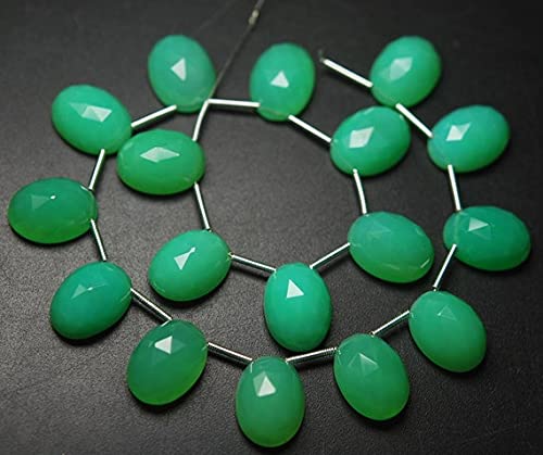 Chrysoprase calcédoine pierre naturelle ovale 12x16mm briolette facettée, perles pour boucle d'oreille