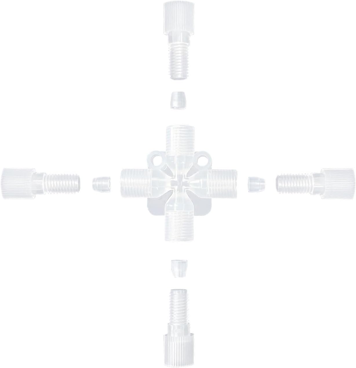 Teflon Hard Fitting High Temperature Resistant Four Way Cross Joint Commonly Used in Mini Tube Capillary Acid Resistant Chromatography Joint Scientific Research Multi-Pass (2.0MM)