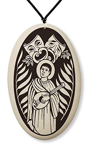 Médaille Saint Genès de Rome d'art en porcelaine fine et cordon artisanal