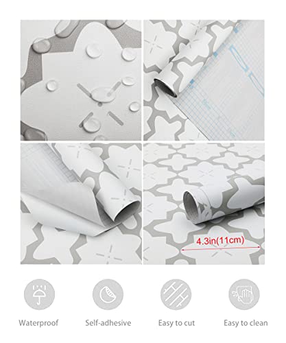 Glorytik 17.7" X 118" Grey And White Wallpaper Peel And Stick Wallpaper Trellis Contact Paper Geometric Self Adhesive Wallpaper Removable Wallpaper Thickening Waterproof Wallpaper For Livingroom Decor #TOP3